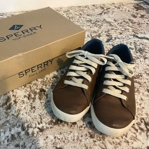 Sperry Tuck Dark Tan Kid Shoe Size 13.5